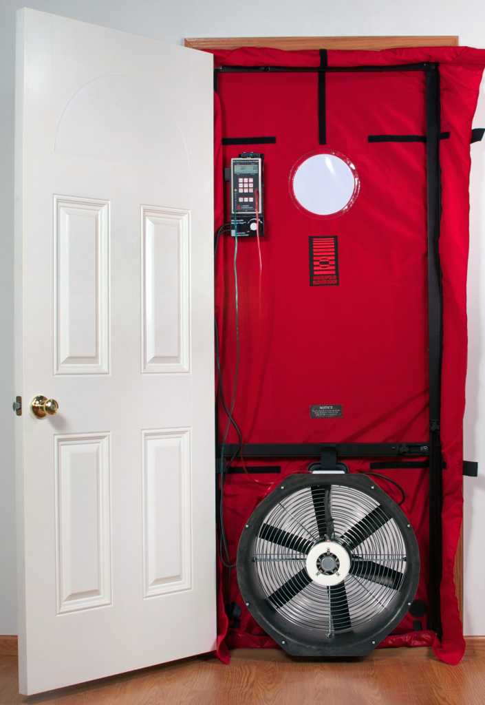 blower door testing on home